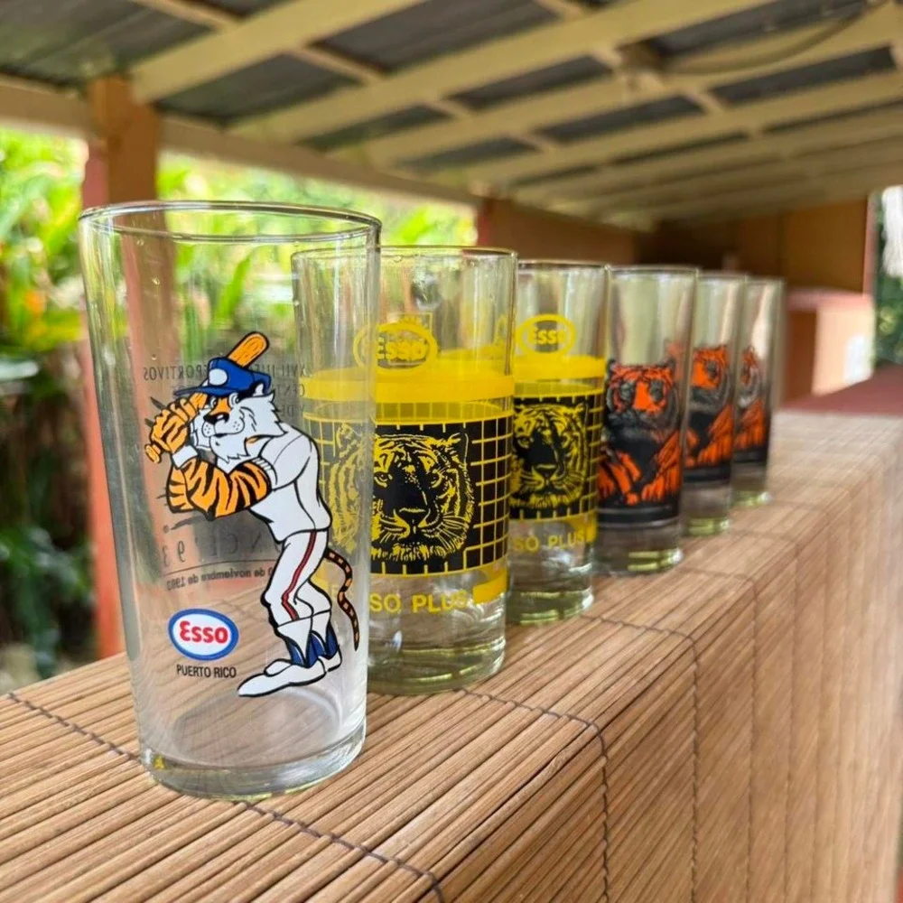 Vintage Esso Tiger Glasses Set of 2 Puerto Rico Promo‎ 1970s